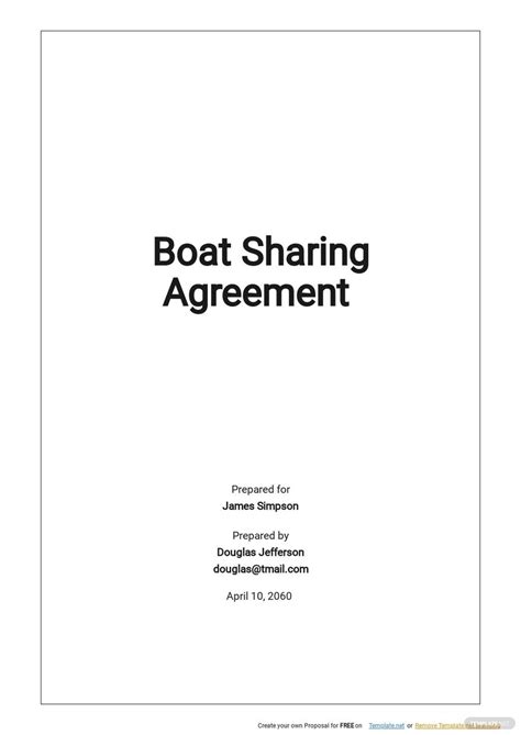 Boat Sharing Agreement Template Example Documentation