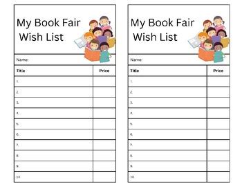 Book Fair Wish List Template 1