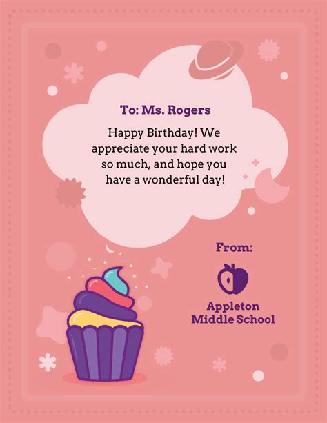 Book Teacher Birthday Card