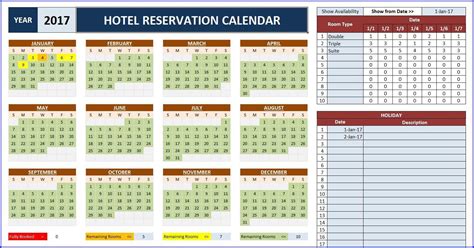 Booking Calendar Template Example