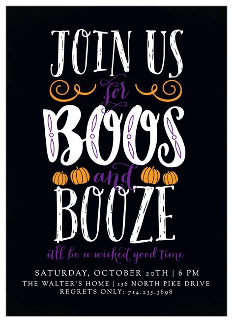 Boos and Booze Halloween Party Invitation Template