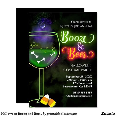 Boos and Booze Halloween Party Invitation Template 10