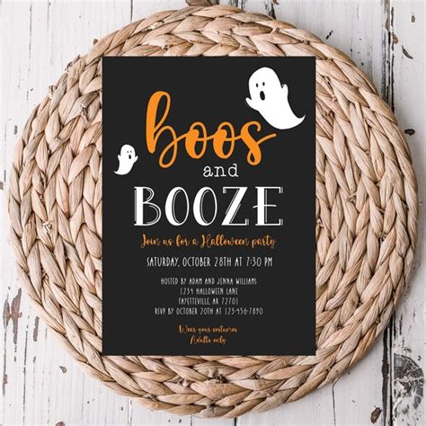 Boos and Booze Halloween Party Invitation Template 2