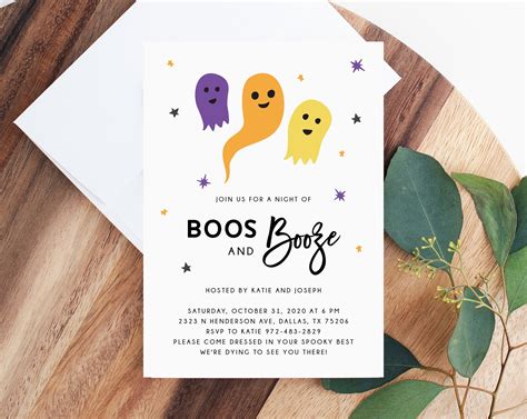 Boos and Booze Halloween Party Invitation Template 6