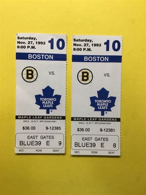 Boston Bruins Tickets Stub