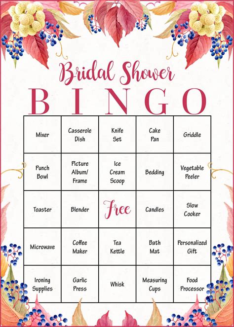 Bridal Bingo Card Template