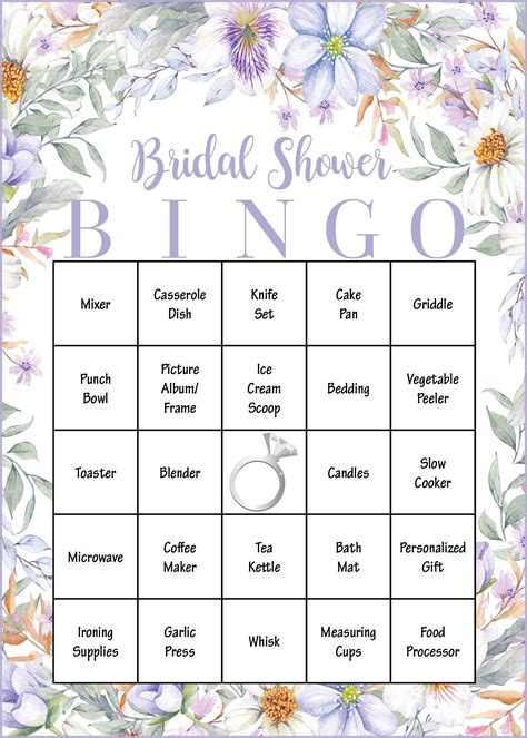 Bridal Shower Bingo Customizable Template