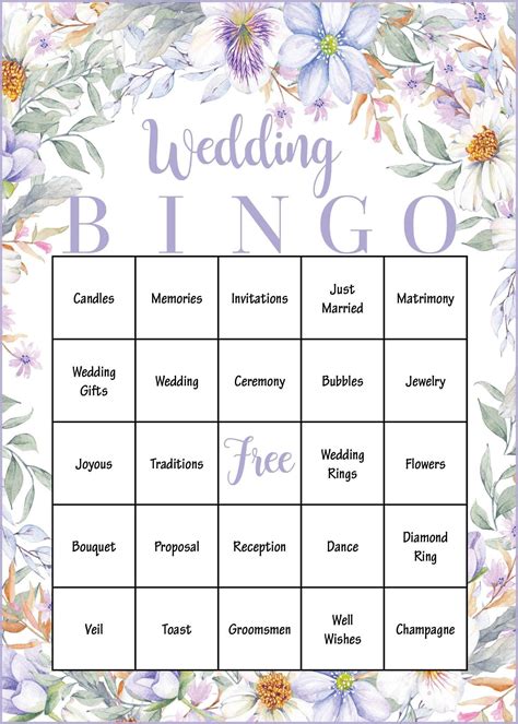 Bridal Shower Bingo Printable Example