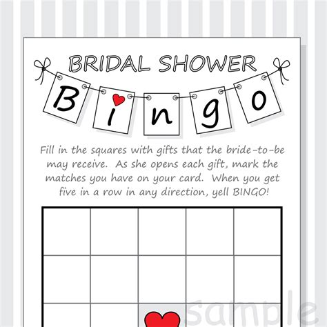 Bridal Shower Bingo Template Design