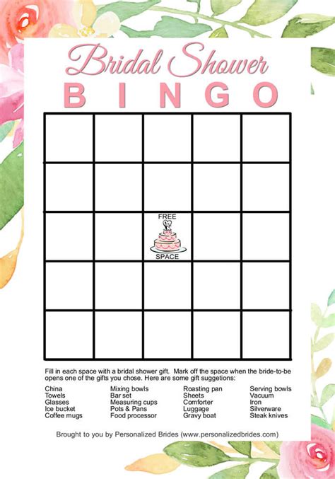 Bridal Shower Games Templates Download