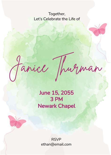 Bright Colorful Celebration of Life Invitation Template