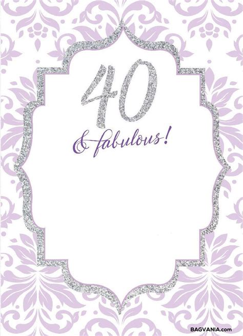 Image of a bright and colorful 40th birthday invitation template