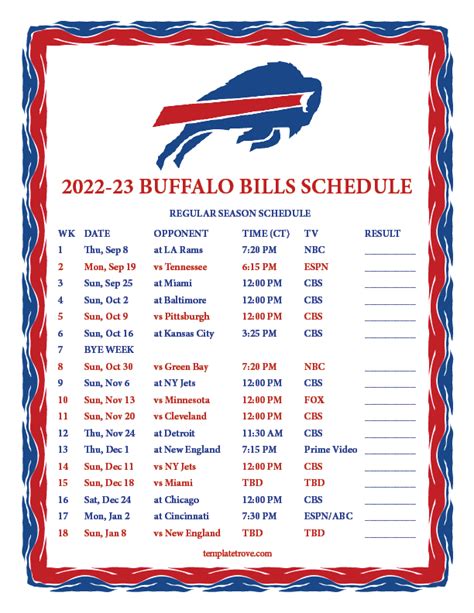 Buffalo Bills Schedule Printable Image 10