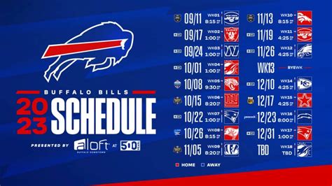 Buffalo Bills Schedule Template