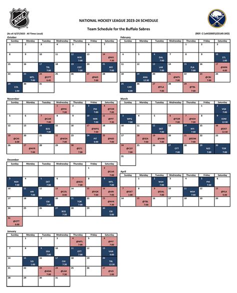 Buffalo Sabres Schedule 2023