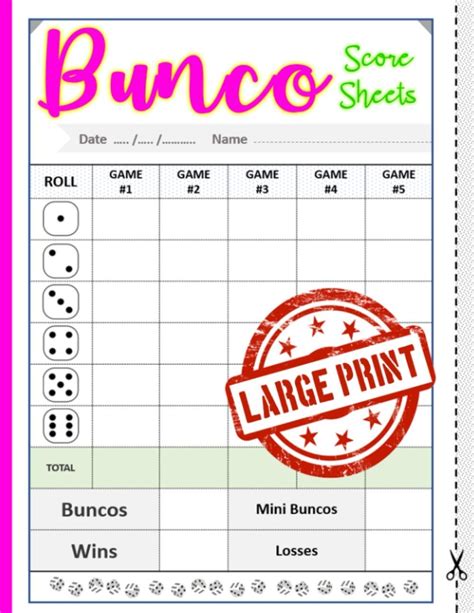 Bunco Score Sheets Design 3