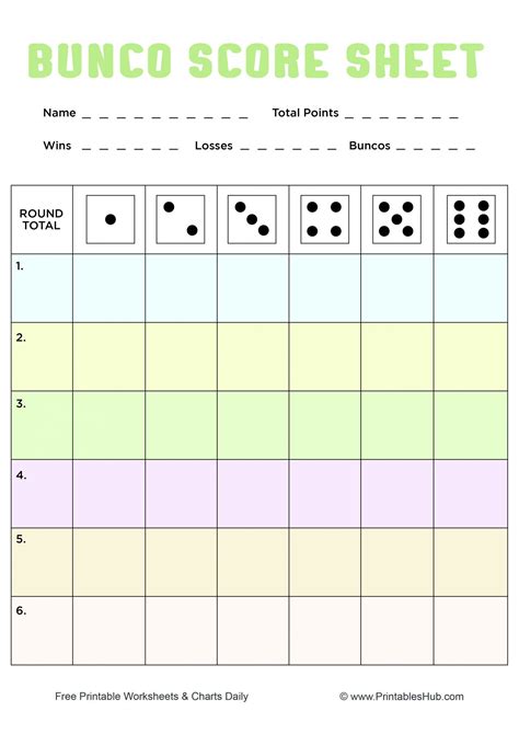 Bunco Score Sheets Design 4