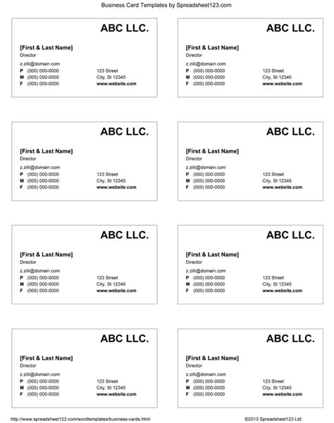 Business Card Template in Word