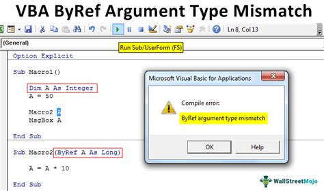 ByRef Argument Type Mismatch Error in VBA