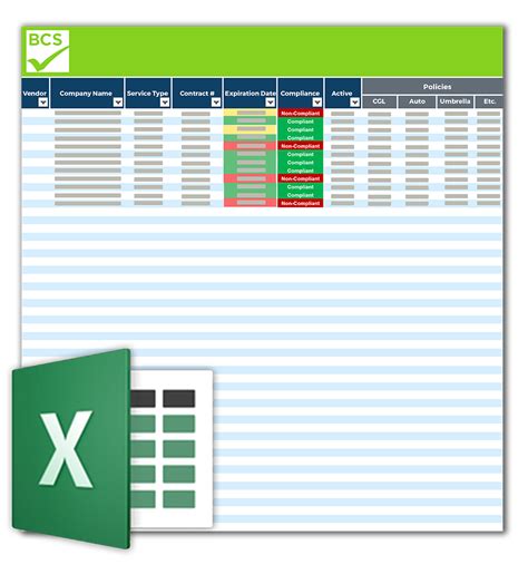 COI Tracking Template with Multiple Columns