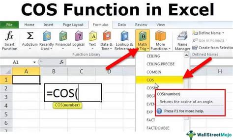 COS Function in Excel