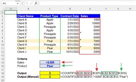 Using the COUNTIFS Function in Excel