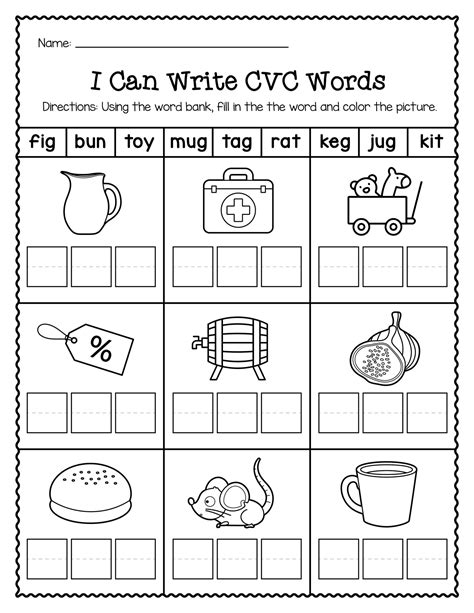 CVC words writing