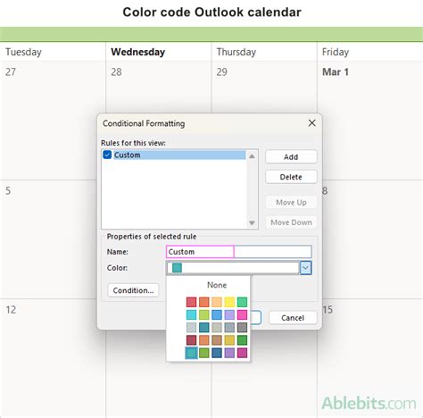 Calendar formatting