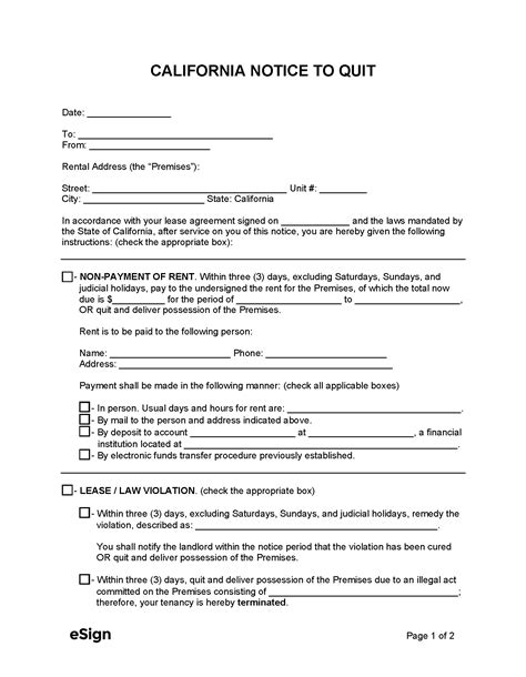 California 30-day notice form