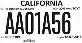 California Temporary License Plate Template 10