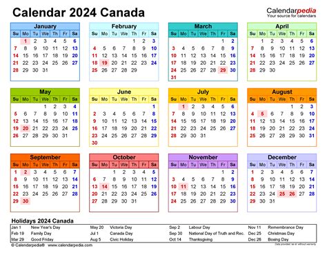 Canada Calendar 2024 Template