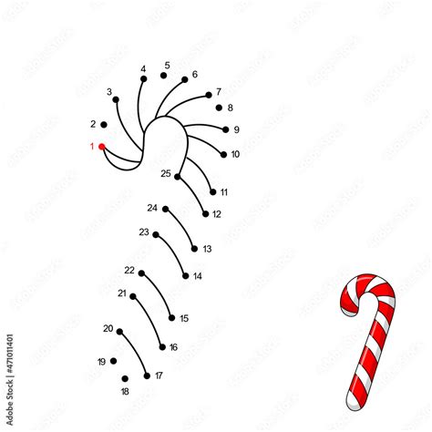 Candy Cane Dot to Dots Printable