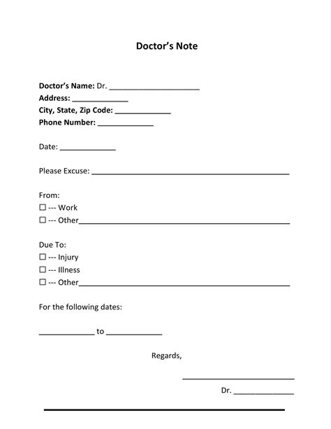 CareSpot Doctors Note Template example