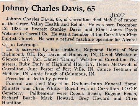 Carroll County Obituary