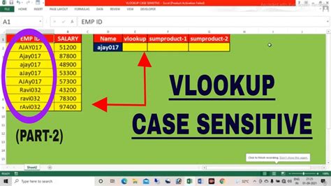 Case Sensitive Vlookup Example 2