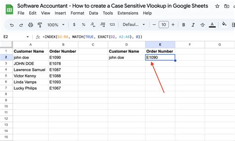 Case Sensitive Vlookup Example 7