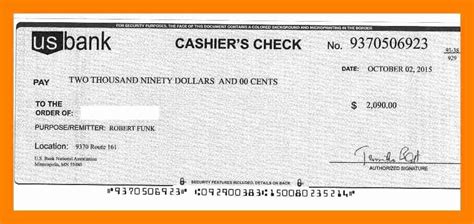 Cashier's Check Template Validation