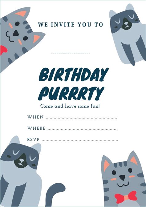 Cat Birthday Invitation Templates