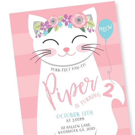 Cat Birthday Invitation Templates