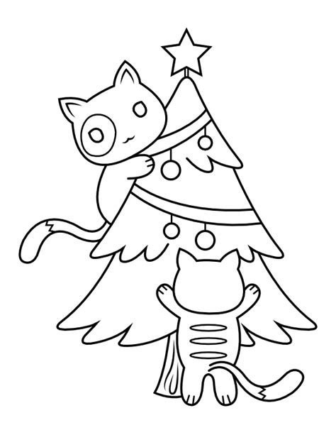 Cat Tree Coloring Page