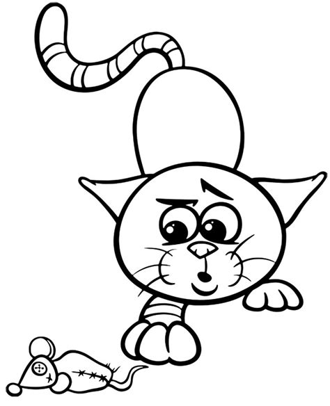 Cat and Mouse Coloring Page