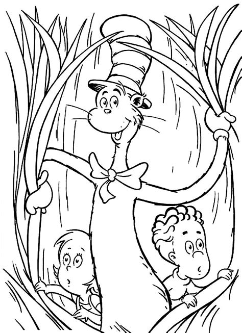 Cat in the Hat coloring page for kids