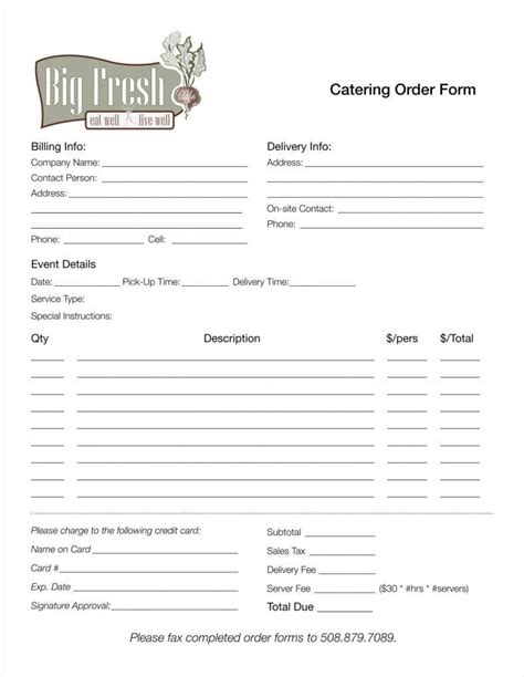 Catering Order Template