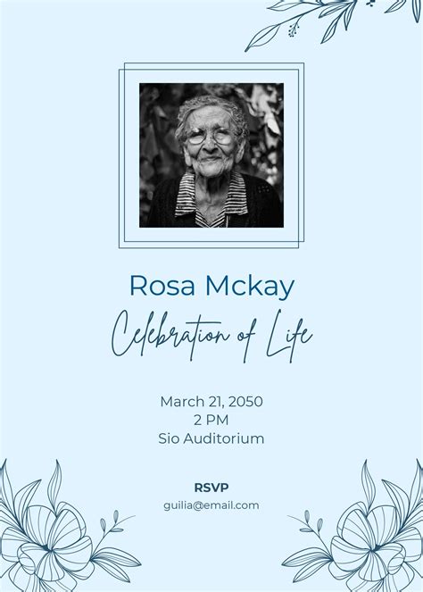 Celebration of Life Invitation Template 1