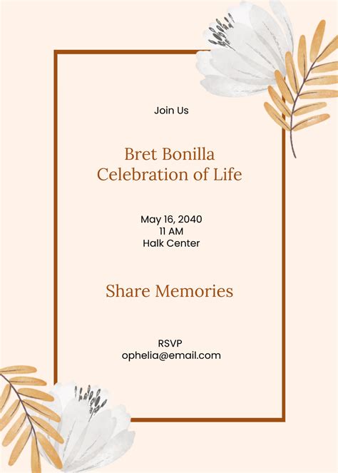 Celebration of Life Invitation Template 8