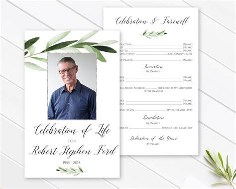 Celebration of Life Program Template Example