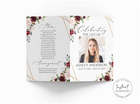 Celebration of Life Program Template Design