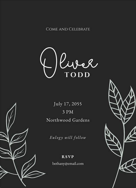 Celebration of Life Invitation Modern