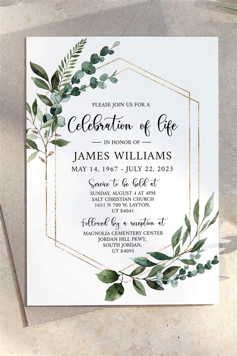 Celebration of Life Invitation Nature