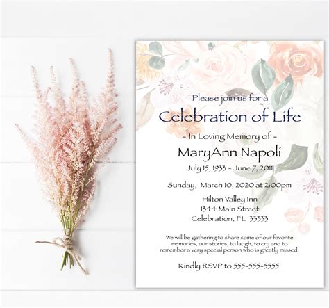 Celebration of Life Invitation Rustic